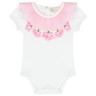 Baby Girls White & Pink Rose Tulle Skirt Set, 1, hi-res