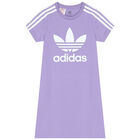 Girls Purple Trefoil Logo Dress, 2, hi-res