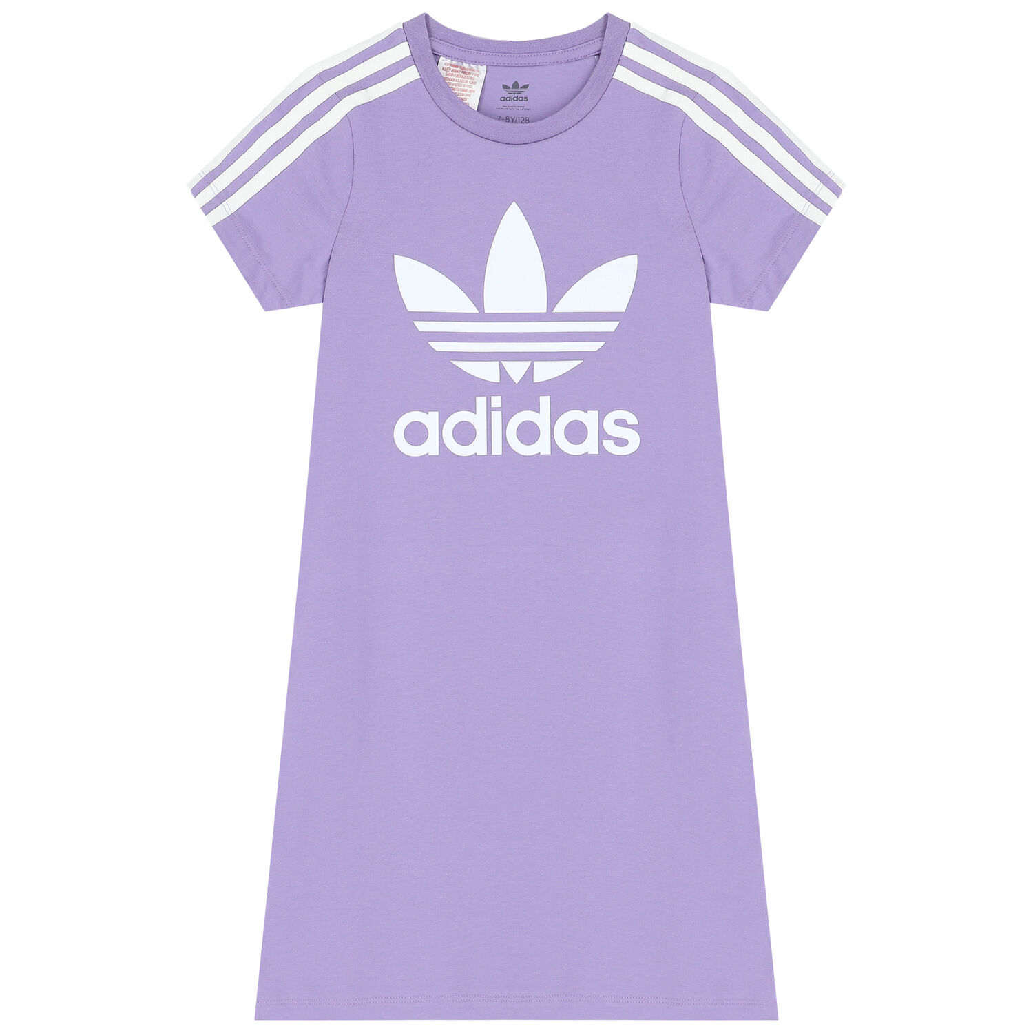 Girls Purple Trefoil Logo Dress, 2, hi-res