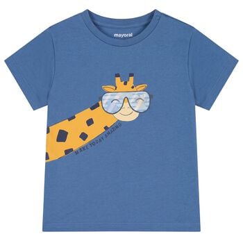 Younger Boys Blue Giraffe T-Shirt