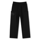 Boys Black Logo Trousers, 1, hi-res