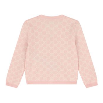 Baby Girls Pink Logo Jacquard Cardigan