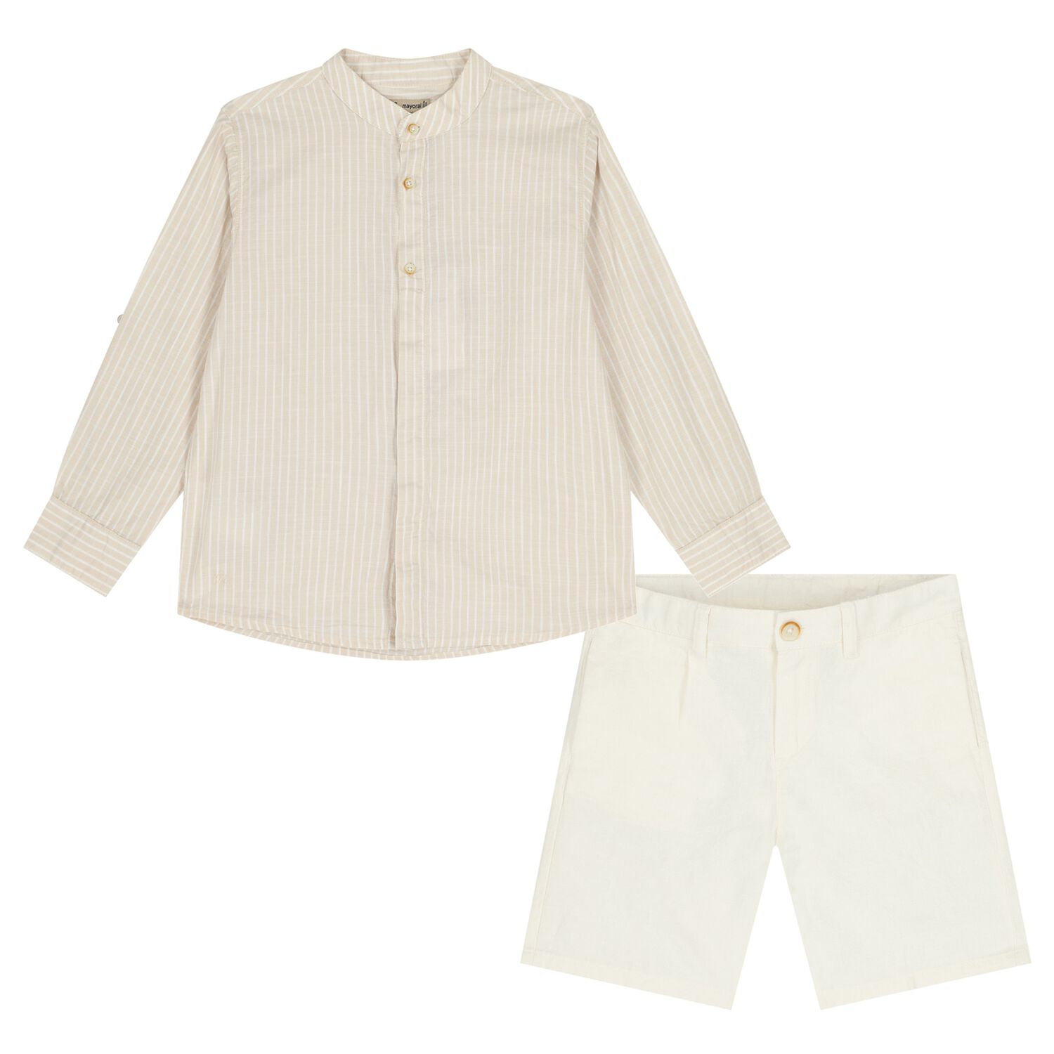 Boys Beige & Ivory Shorts Set, 2, hi-res