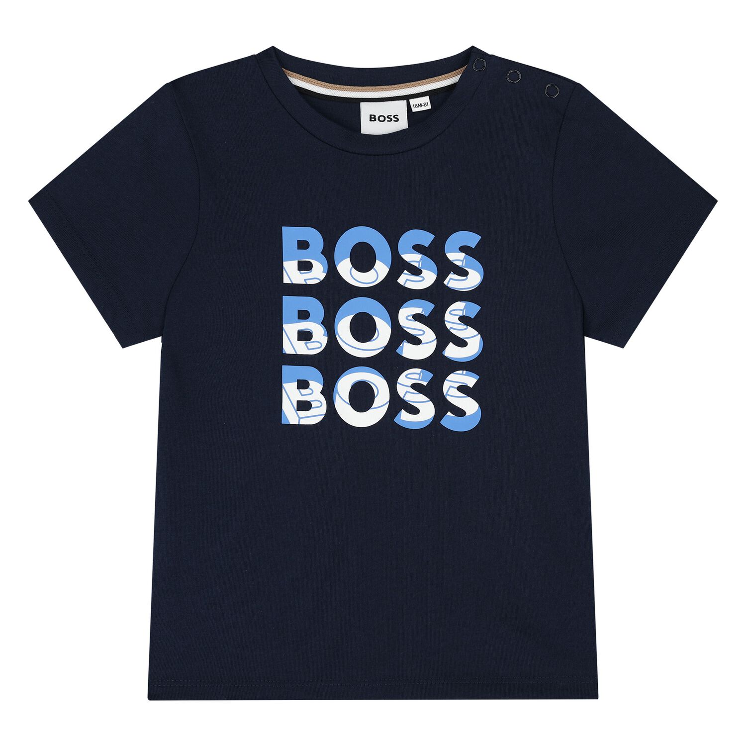 Younger Boys Navy Blue Logo T-Shirt, 2, hi-res