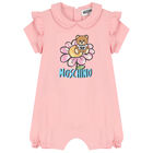 Pink Teddy Bear Logo Baby Romper Set, 1, hi-res