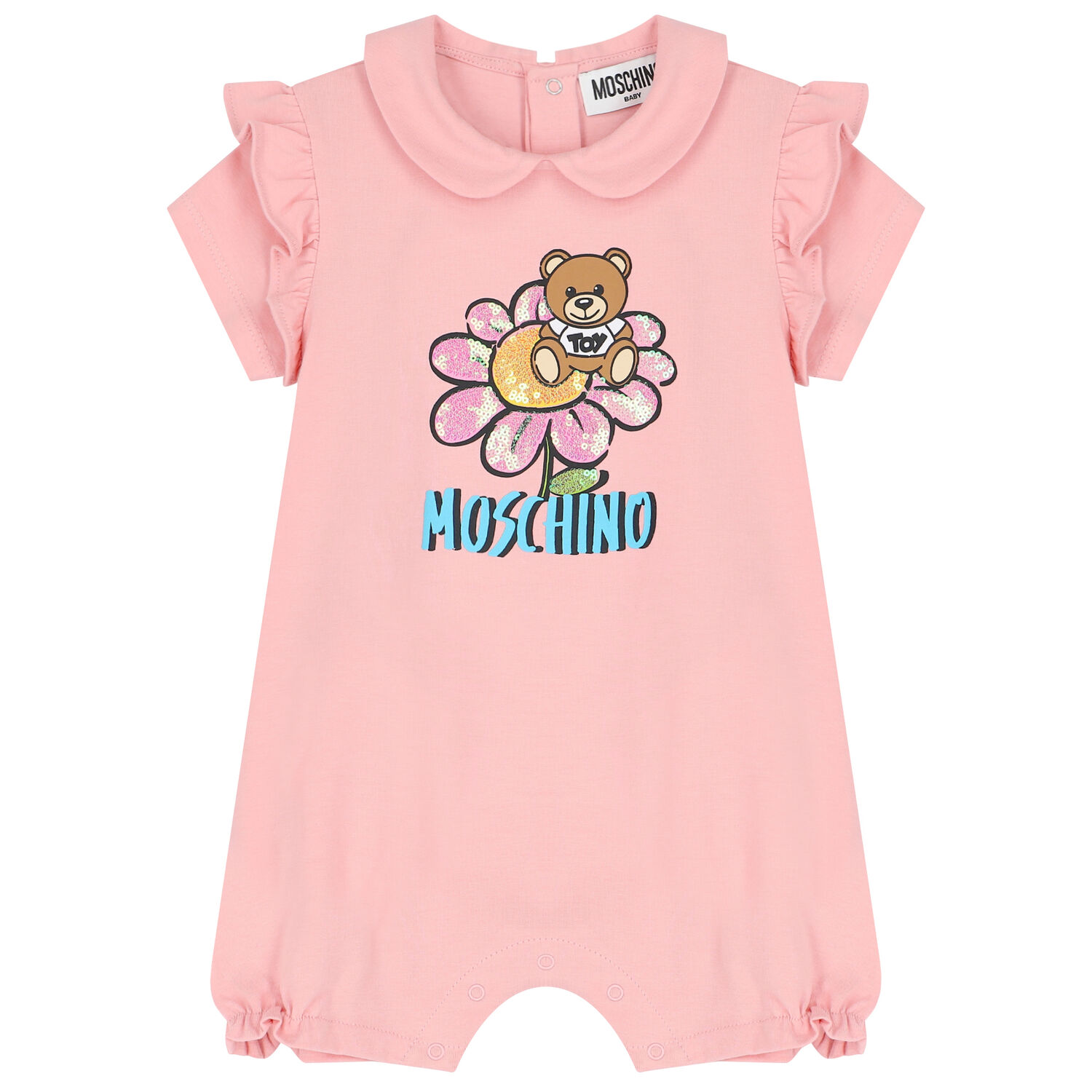 Pink Teddy Bear Logo Baby Romper Set, 1, hi-res image number null