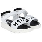 White & Black Logo Sandals, 1, hi-res