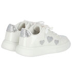 Girls White Hearts Trainers, 1, hi-res