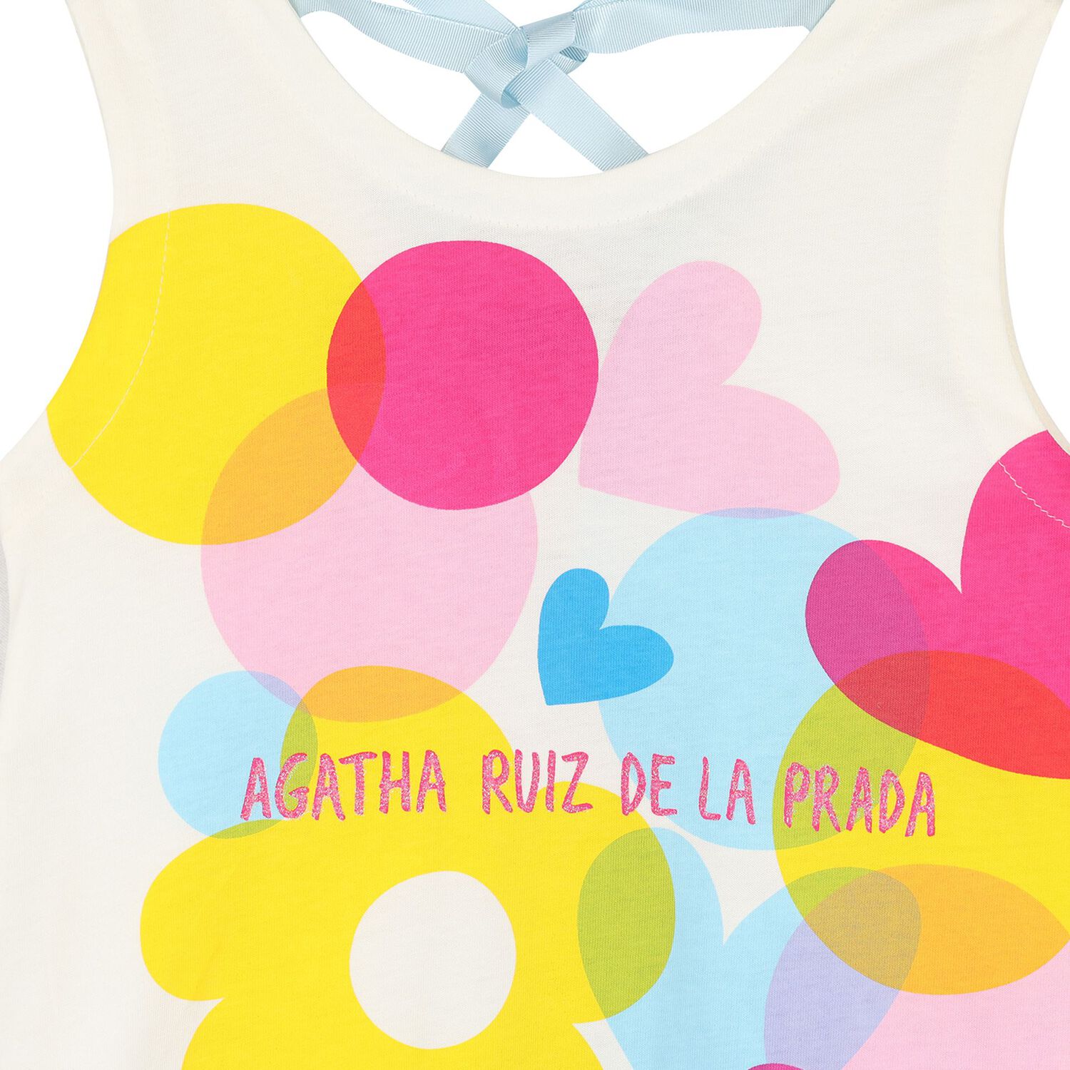 Girls White & Blue Flower Dress, 1, hi-res