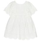 Girls White Floral Lace Dress, 1, hi-res