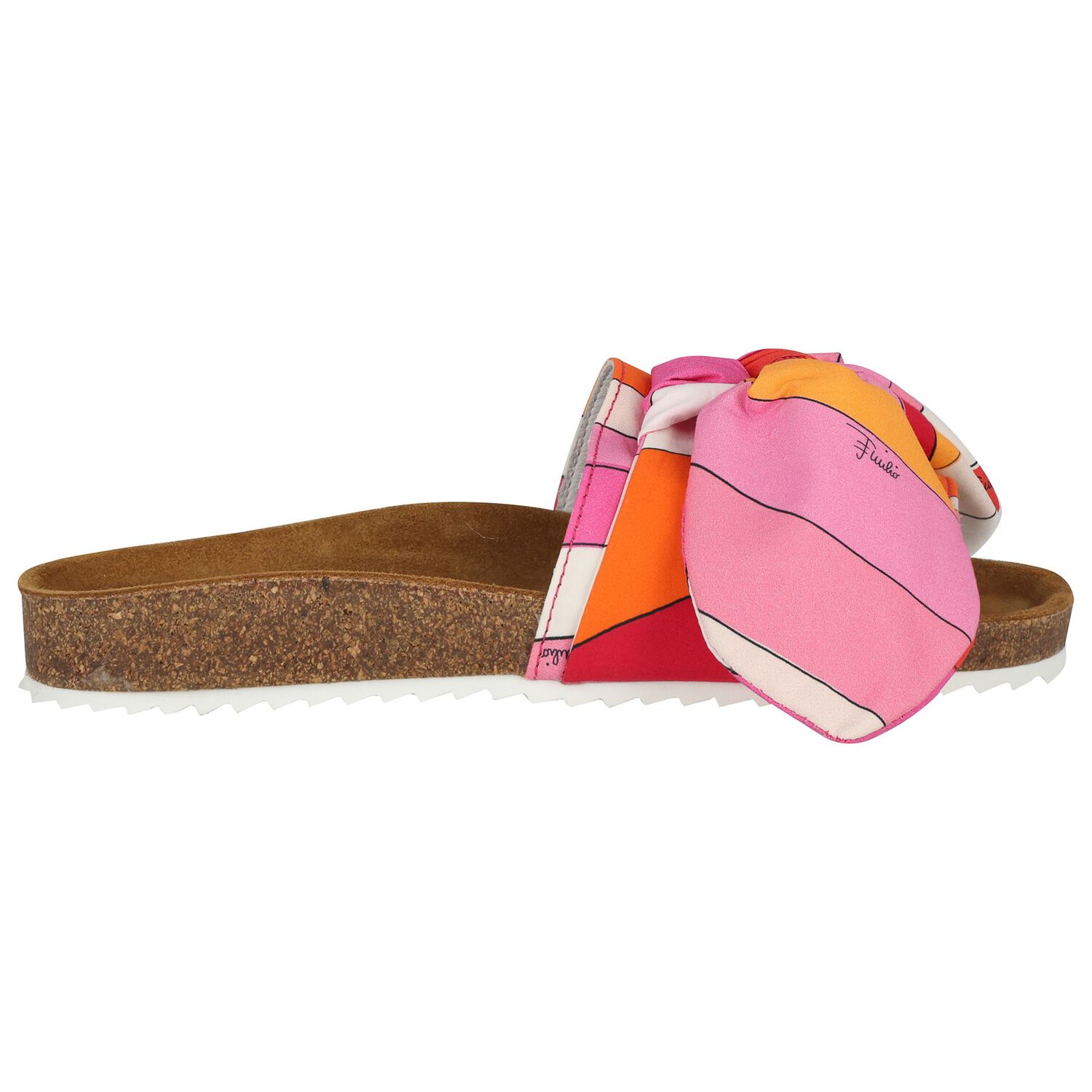 Girls Pink & Orange Bow Sliders, 1, hi-res