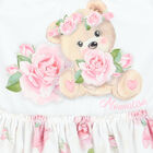 Younger Girls White & Pink Roses & Bear Swimsuit, 1, hi-res