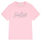 Girls Pink Embellished Logo T-Shirt, 1, hi-res
