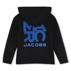 Boys Black Logo Hooded Zip Up Top, 1, hi-res