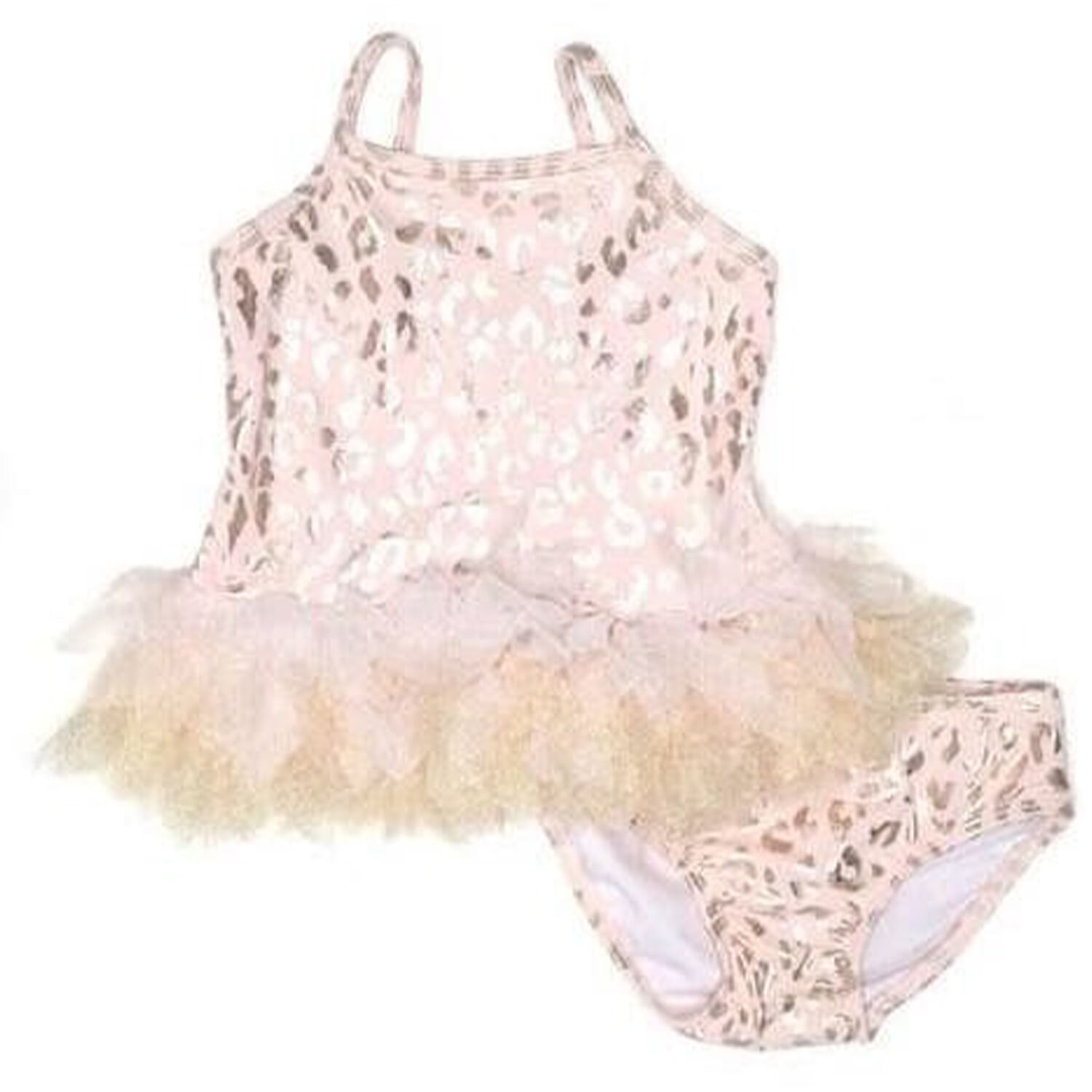 Girls Pink & Gold Tankini, 1, hi-res