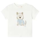 Younger Boys Ivory Puppy T-Shirt , 1, hi-res