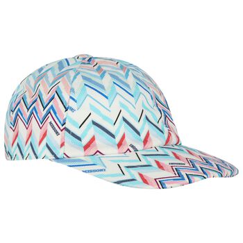 Girls White & Blue Zig Zag Cap