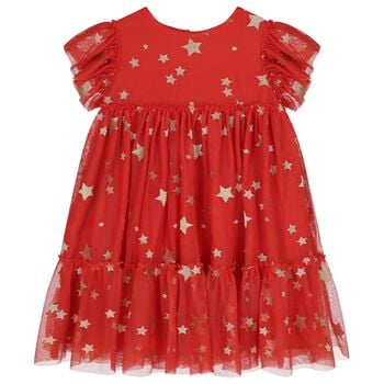 Girls Red Stars Tulle Dress
