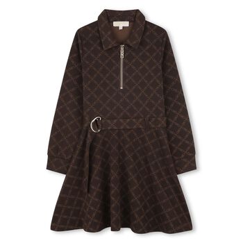 Girls Brown Logo Dress