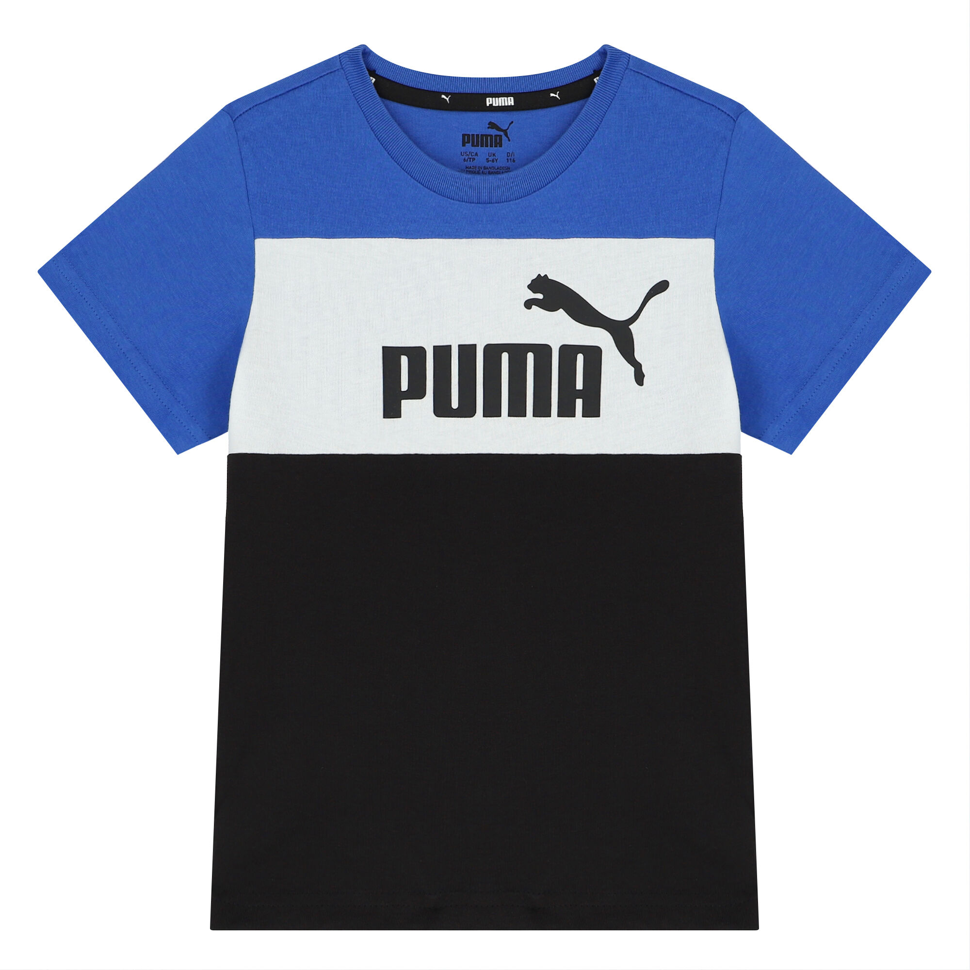 Puma Boys Blue White Black Logo T Shirt Junior Couture UK