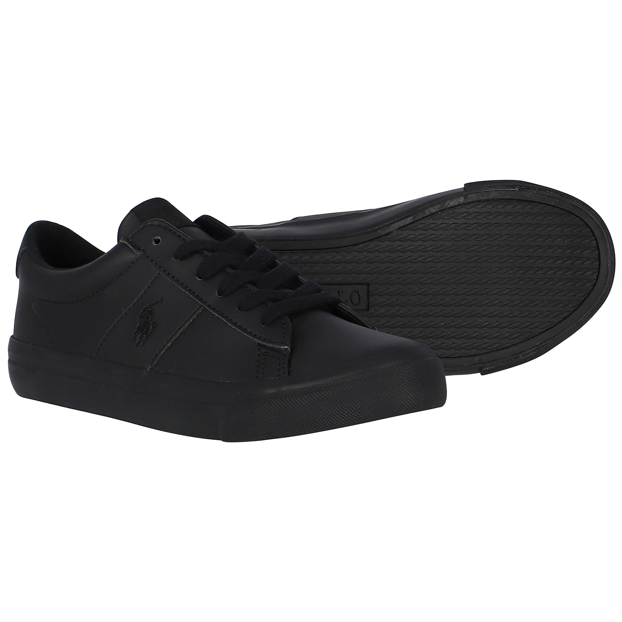 Ralph Lauren Boys Black Logo Trainers Junior Couture UK