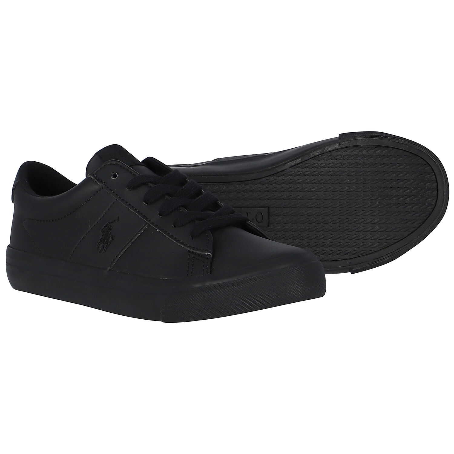 Boys Black Logo Trainers, 1, hi-res