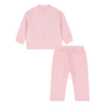 Younger Girls Pink Quilted Floral Tracksuit