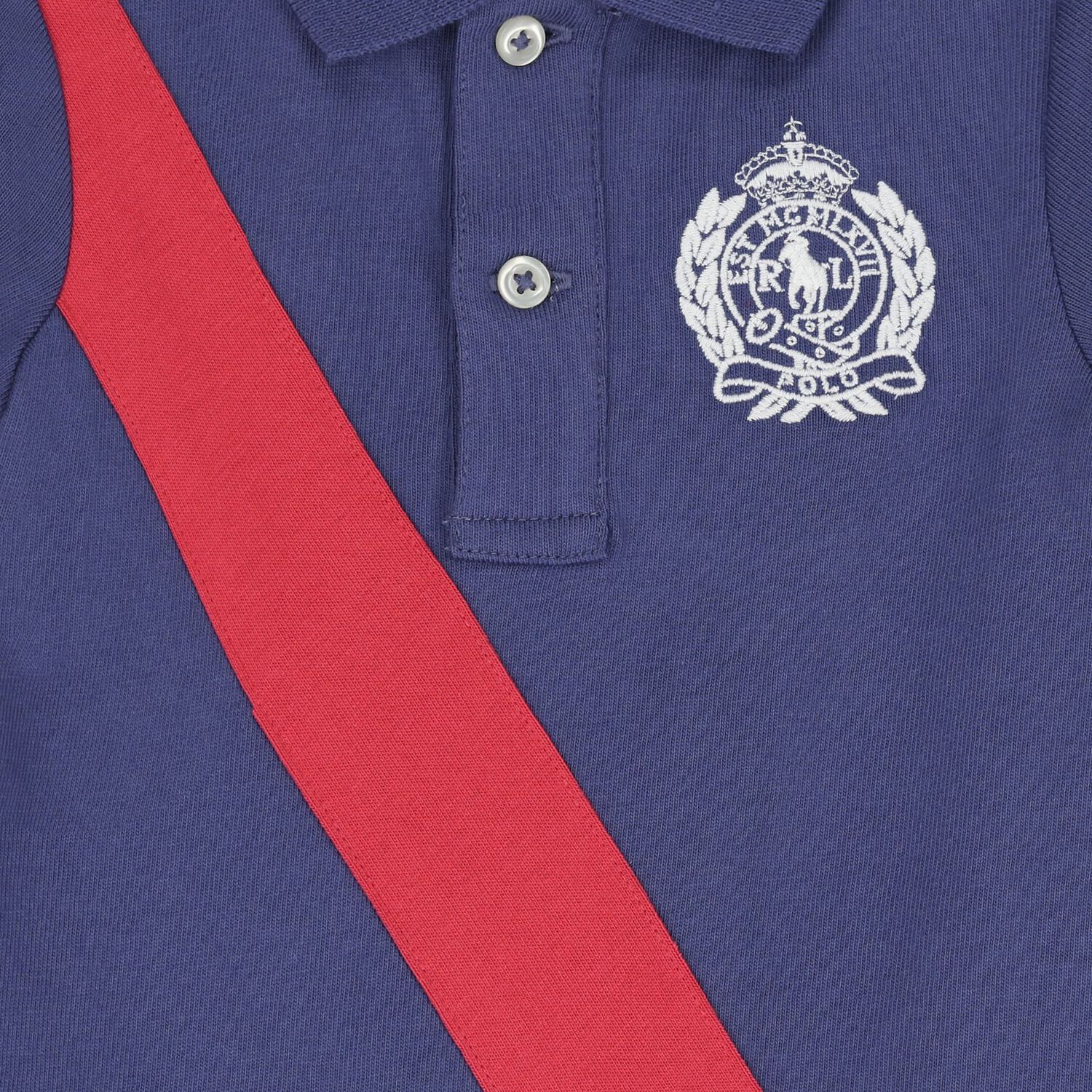 Baby Boys Blue Logo Polo Romper, 1, hi-res