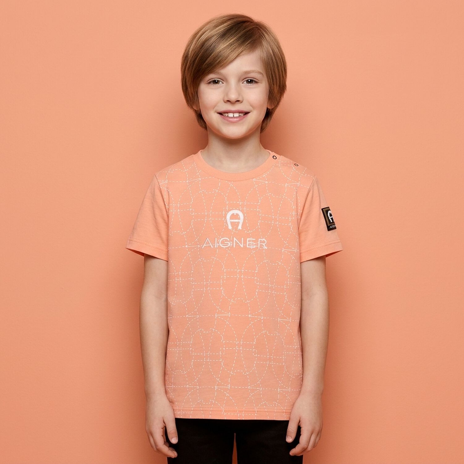 Younger Boys Orange Logo T-Shirt, 3, hi-res
