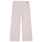 Girls Pink Ribbed Wide Leg Trousers, 1, hi-res