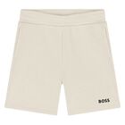 Younger Boys Beige Logo Shorts, 2, hi-res
