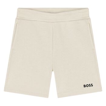 Younger Boys Beige Logo Shorts