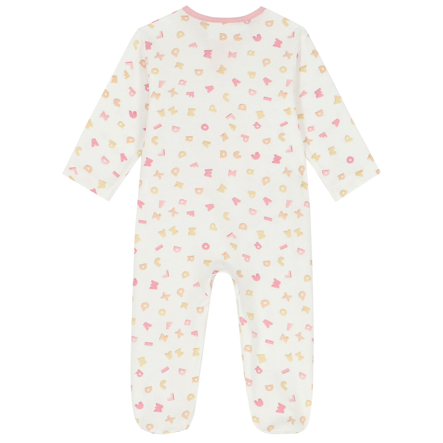 Baby Girls Ivory & Pink Letters Babygrow, 1, hi-res image number null