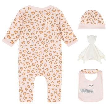 Baby Girls Pink Leopard Babygrow Gift Set
