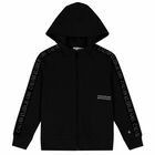 Boys Black Logo Zip Up Top, 2, hi-res