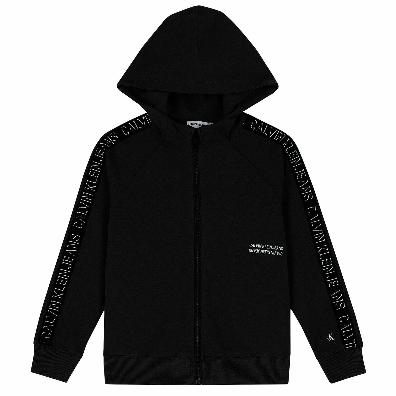 Boys Black Logo Zip Up Top, 2, hi-res