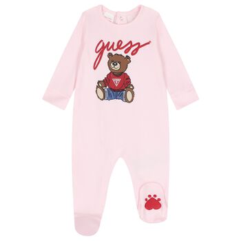 Baby Girls Pink Teddy Bear Babygrow