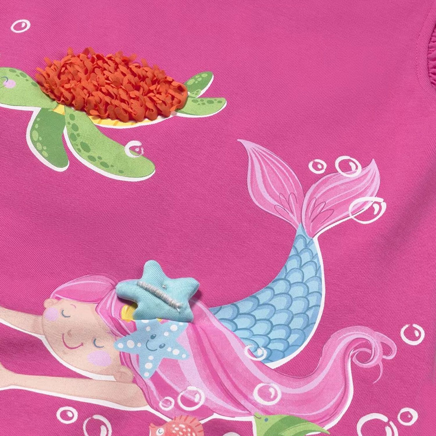 Younger Girls Pink Cotton Mermaid Dress, 3, hi-res image number null