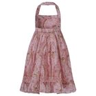 Girls Pink Floral Halter Dress, 1, hi-res