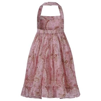 Girls Pink Floral Halter Dress