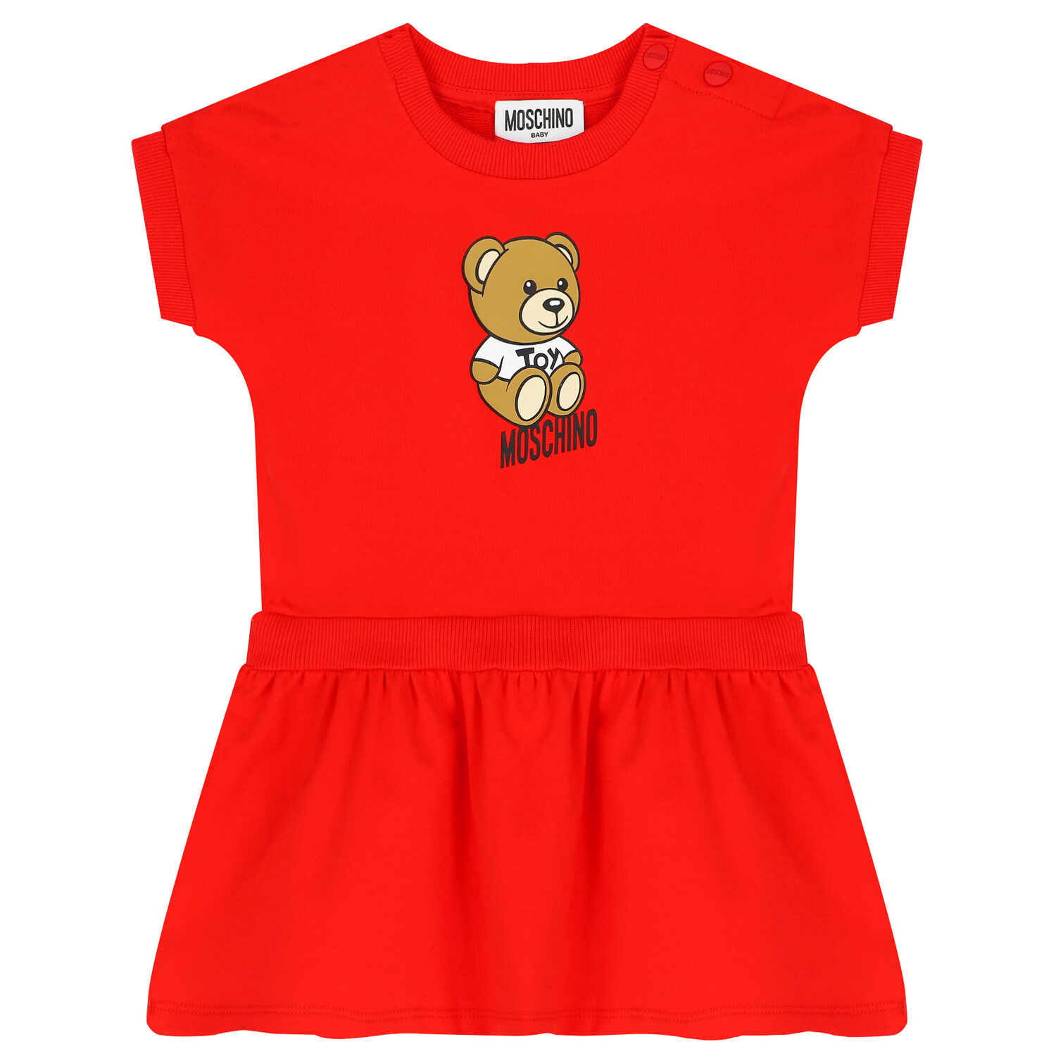 Younger Girls Red Teddy Logo Dress, 3, hi-res