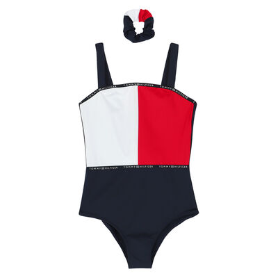 Girls White, Red & Navy Swimsuit