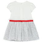 Younger Girls White Graphic Dress, 1, hi-res