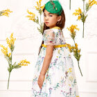 Girls White & Yellow Floral Tulle Dress, 1, hi-res