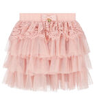 Girls Pink Lace & Tulle Skirt, 1, hi-res