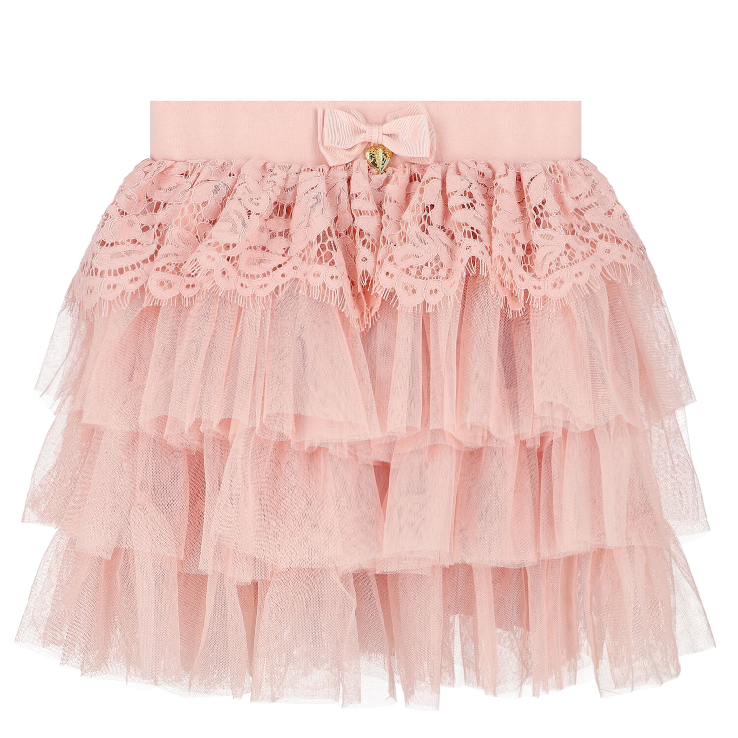 Girls Pink Lace & Tulle Skirt, 1, hi-res