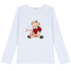 Girls White & Red Teddy Bear Print Skirt Set, 1, hi-res