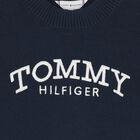 Girls Navy Blue Logo Knitted Sweater, 1, hi-res