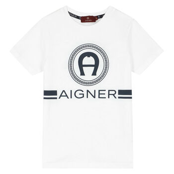 Aigner Boys White Logo T-Shirt, 1 Boys White Logo T-Shirt