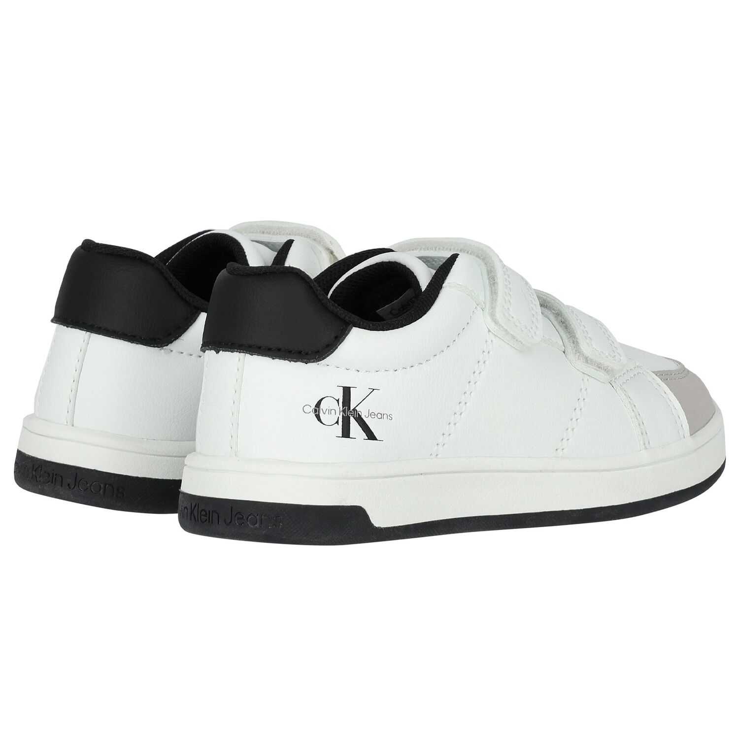 White & Black Logo Trainers, 1, hi-res